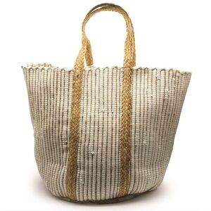 Woven Natural Jute & Fabric Beach Bag Tote from Greece Jenni Kayne Inspo